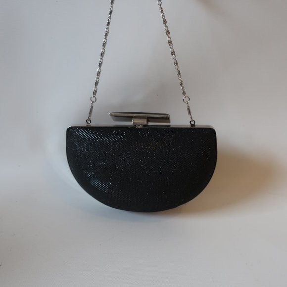 MACYS BLACK EVENING PURSE W/STONE CLOSURE* - Picture 4 of 6